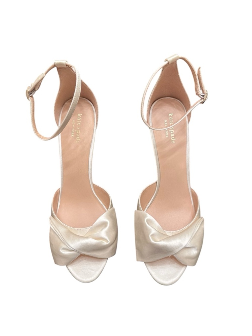 Kate Spade New York Ivory Satin Bridal Evening Dress Sandals Women’s 10B - Picture 3 of 13